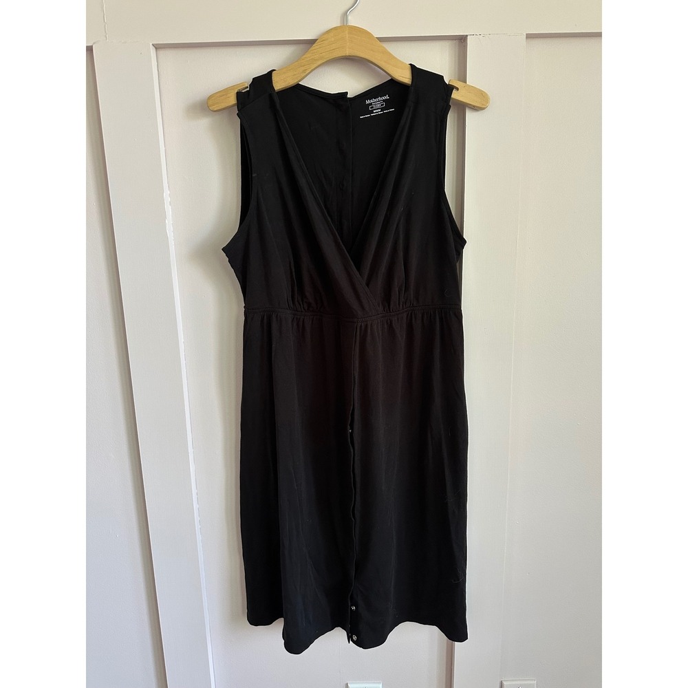 Motherhood Maternity Sleep Nursing Delivery Gown Black Snap Back Front Medium